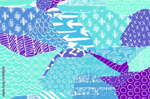 Abstract black strokes, Hand sketched Vector Pattern. Retro abstract pattern in geometric style. Abstract multicolored geometric pattern.	
