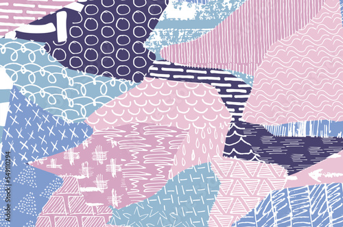 Abstract black strokes, Hand sketched Vector Pattern. Retro abstract pattern in geometric style. Abstract multicolored geometric pattern.	
