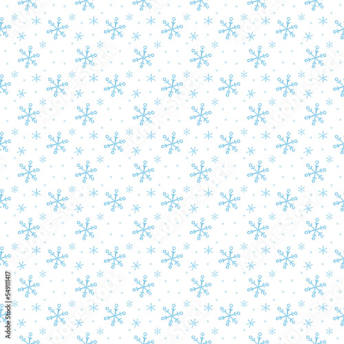 Christmas seamless pattern with snowflakes..Watercolor hand painted seamless pattern with blue snowflakes.