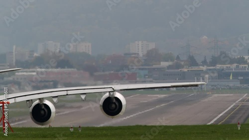 Working A380-800 airplane turbines photo