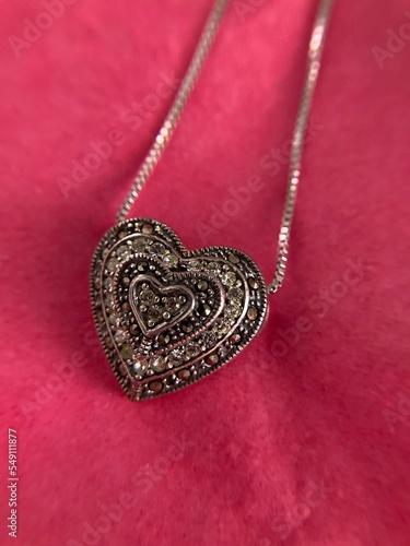 silver and marcasite heart necklace