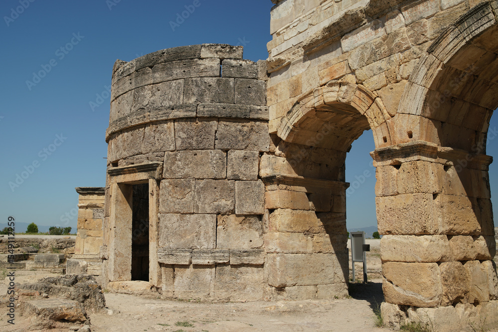 Frontinus Gate at Hierapolis Ancient City in Pamukkale, Denizli, Turkiye