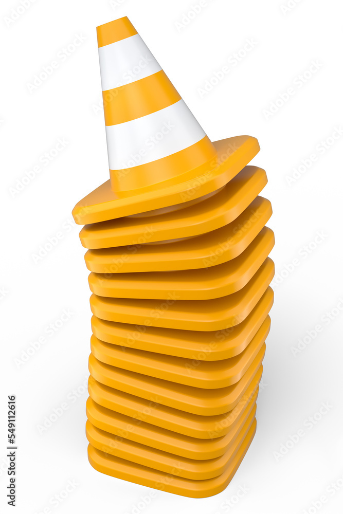 Set of traffic cones for under construction road work on white background. Set of traffic cones for under construction road work on white background.