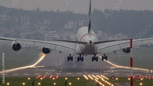 Airbus A380-800 landing at the airport photo