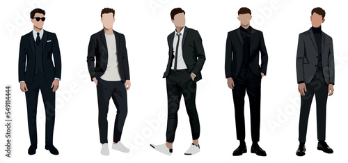 Set of businessmen on a white background in business suits in a flat style. set of vector illustrations of stylish and fashionable men