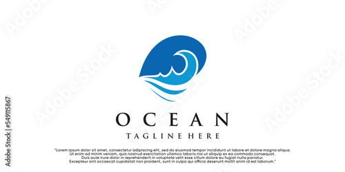 Modern ocean logo template, simple water illustration for business Premium Vector
