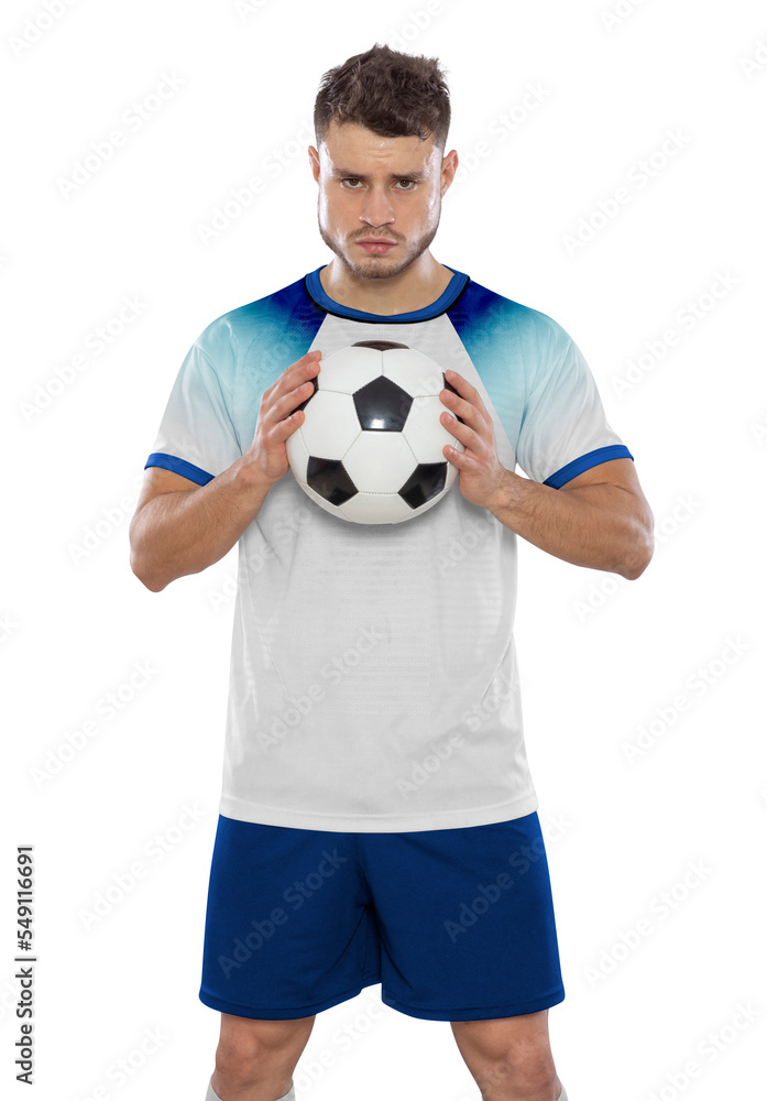 Soccer player with the uniform of his country.