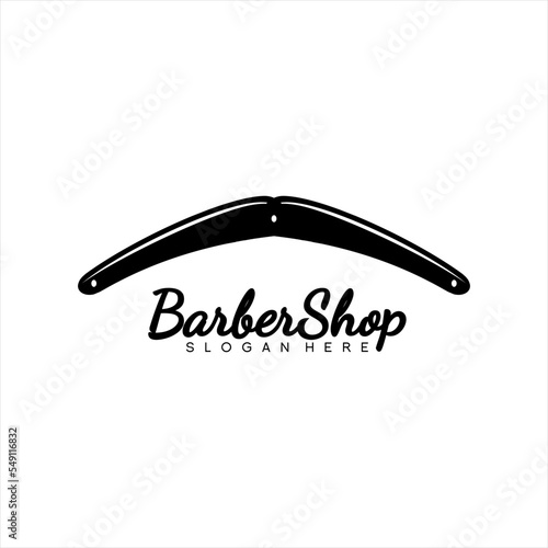 Barbershop logo design. Illustration of traditional shaving tool.