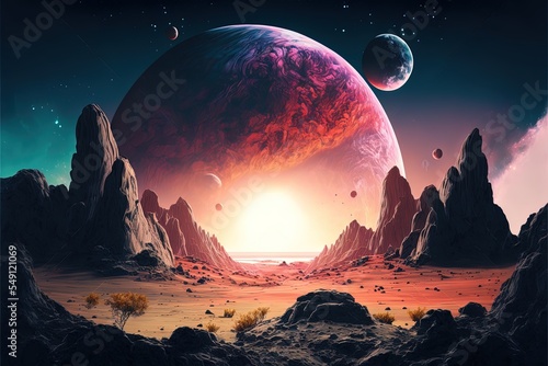 Space Game Background With Landscape Of Planet