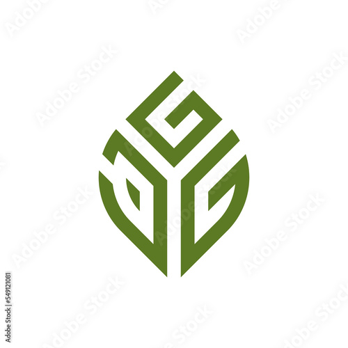 Initial letter GCG Abstract Leaf Logo Design Symbol