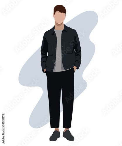 Stylish man. Cartoon male characters. Men in fashion clothes. Flat style vector illustration.