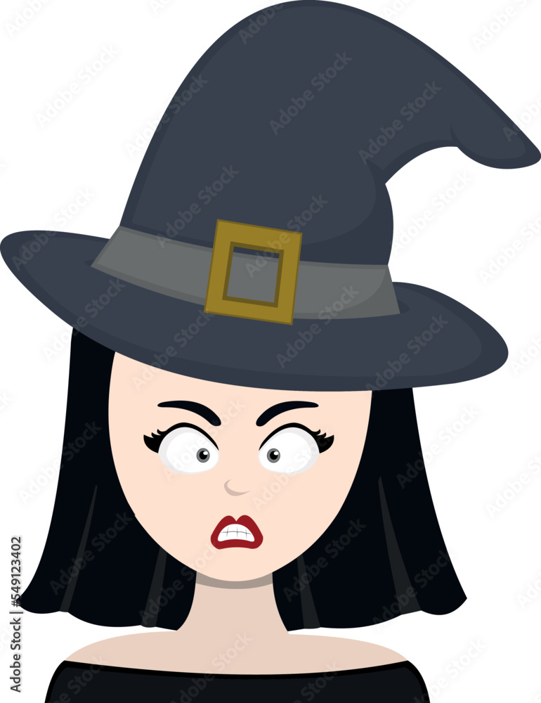 vector illustration of a cartoon witch with an angry expression vector illustration of a cartoon witch with an angry expression