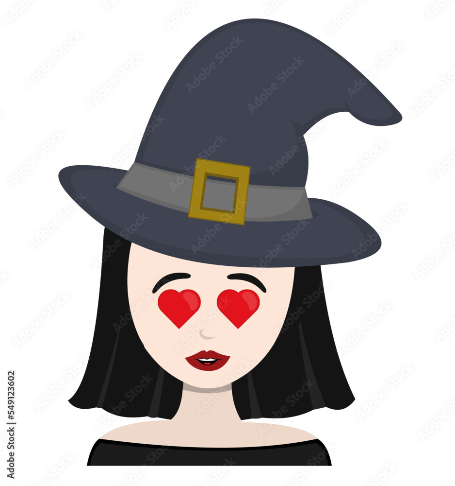 vector illustration of a cartoon witch with an expression of love and heart shaped eyes vector illustration of a cartoon witch with an expression of love and heart shaped eyes