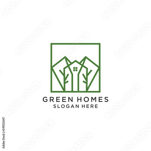 Green homes logo vector icon design template