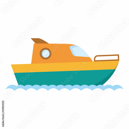 Speed boat vector cartoon illustration isolated on white background