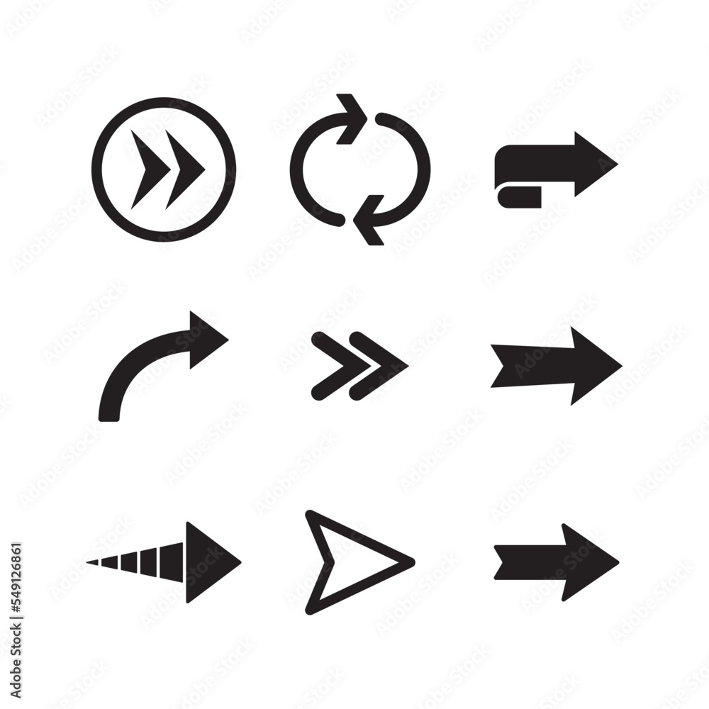 Arrow icons. Simple directional pictogram arrows. Arrow icons. Simple directional pictogram arrows.