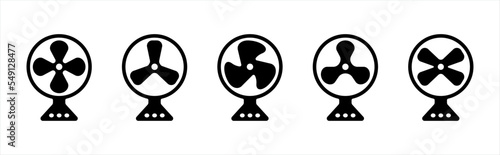 electric fan icons set. fan cooler symbol. ventilator signs. propeller, vector illustration