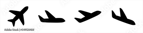 Plane icon set. Airplane aviation symbol. Arrivals and departure plane signs, vector illustration