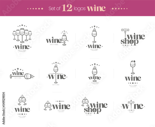 Set of 12 winery logos.