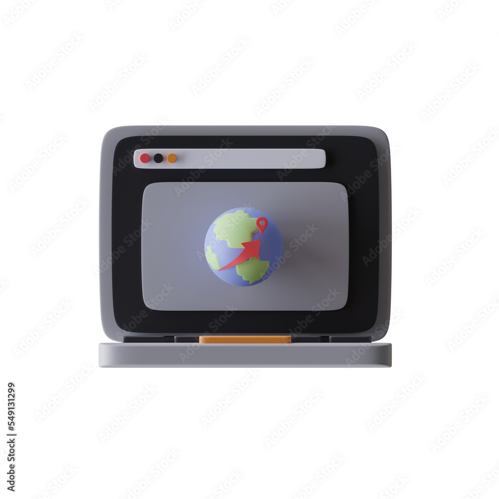 International Free Shipping With Laptop 3d Illustration