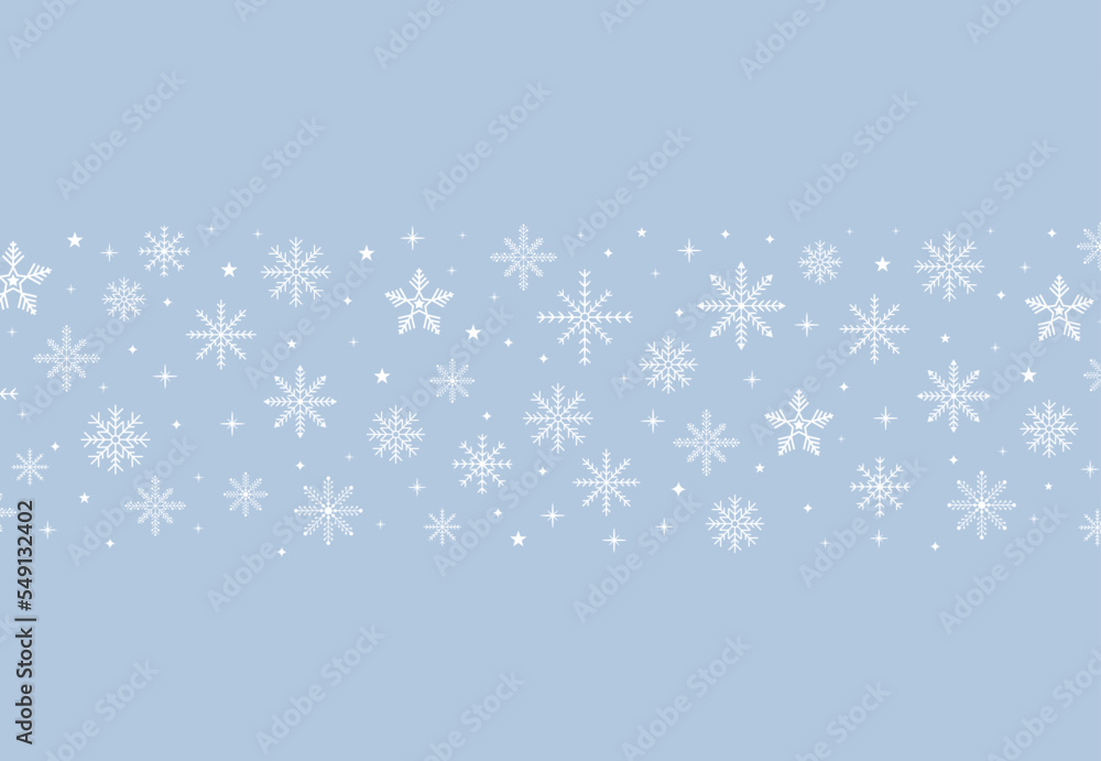 Christmas background. Decorative winter background with snowflakes, snow, stars design elements. Vector illustration