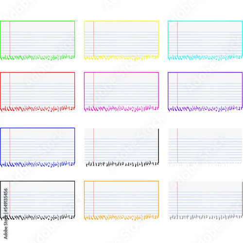 Assorted Colors Blank Torn Notebook Paper Stationery 12 Pack