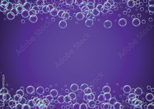 Suds bubble. Detergent bath foam and soap for bathtub. Shampoo.
