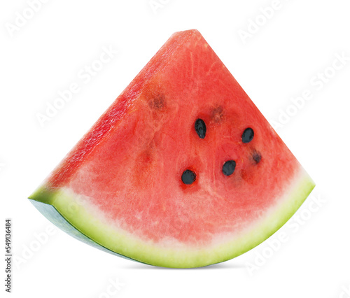 Slice of delicious ripe watermelon isolated on white