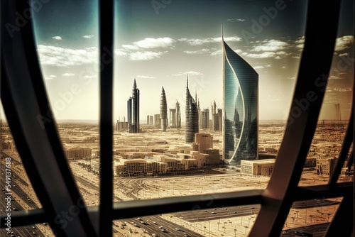 The View Of Riyadh From Kingdom Centre Burj Al-Mamlaka In Saudi Arabia photo