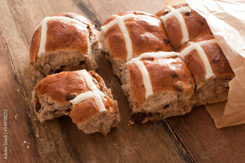 Authentic, rustic hot cross easter buns