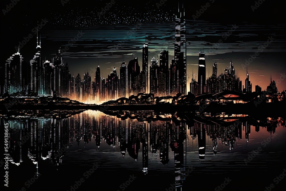 Fototapeta premium Dubai Skyline At Night