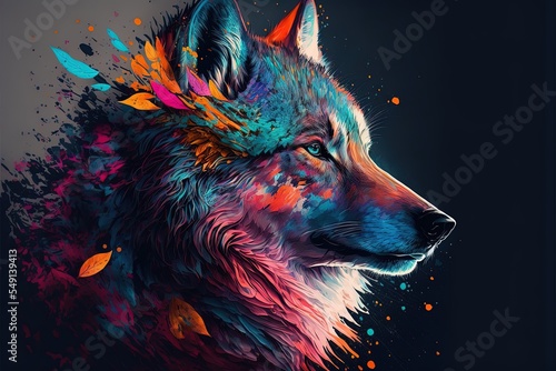 Fototapeta Colorful Wolf Illustrations