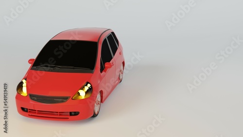 3d image  3d render of a red car on a white background. The concept of car repair  auto insurance  car maintenance.