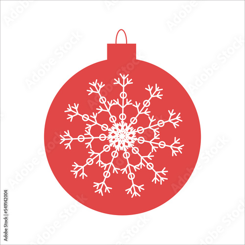 New Year s toy with snowflake on white background