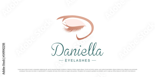 Eyelashes logo design vector with letter D style