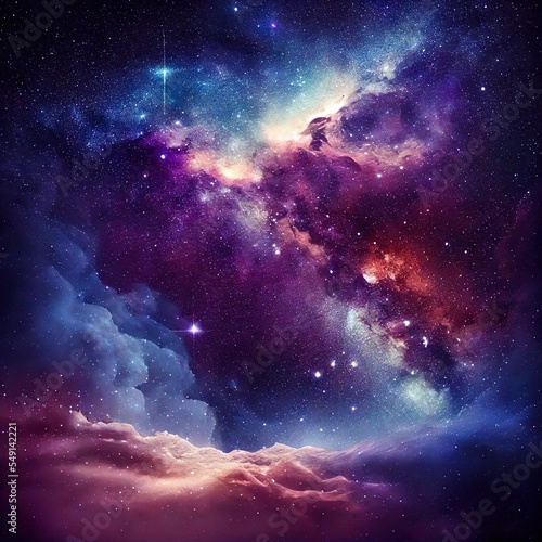 night and milky way. spac  a galaxy in space  illustration with atmosphere sky