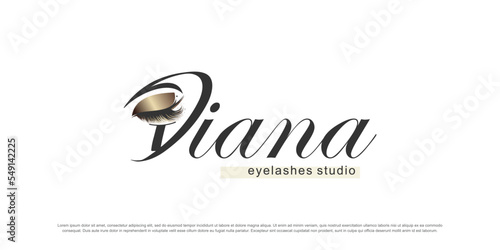 Eyelashes logo design vector with letter D style