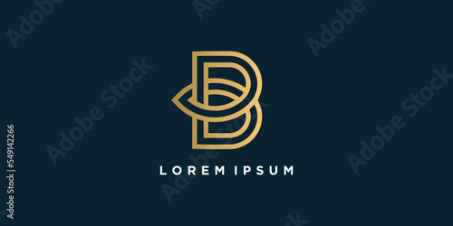 B logo design vector with line concept