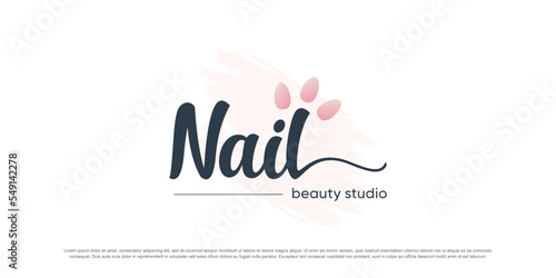 Beauty nail logo design vector with unique concept