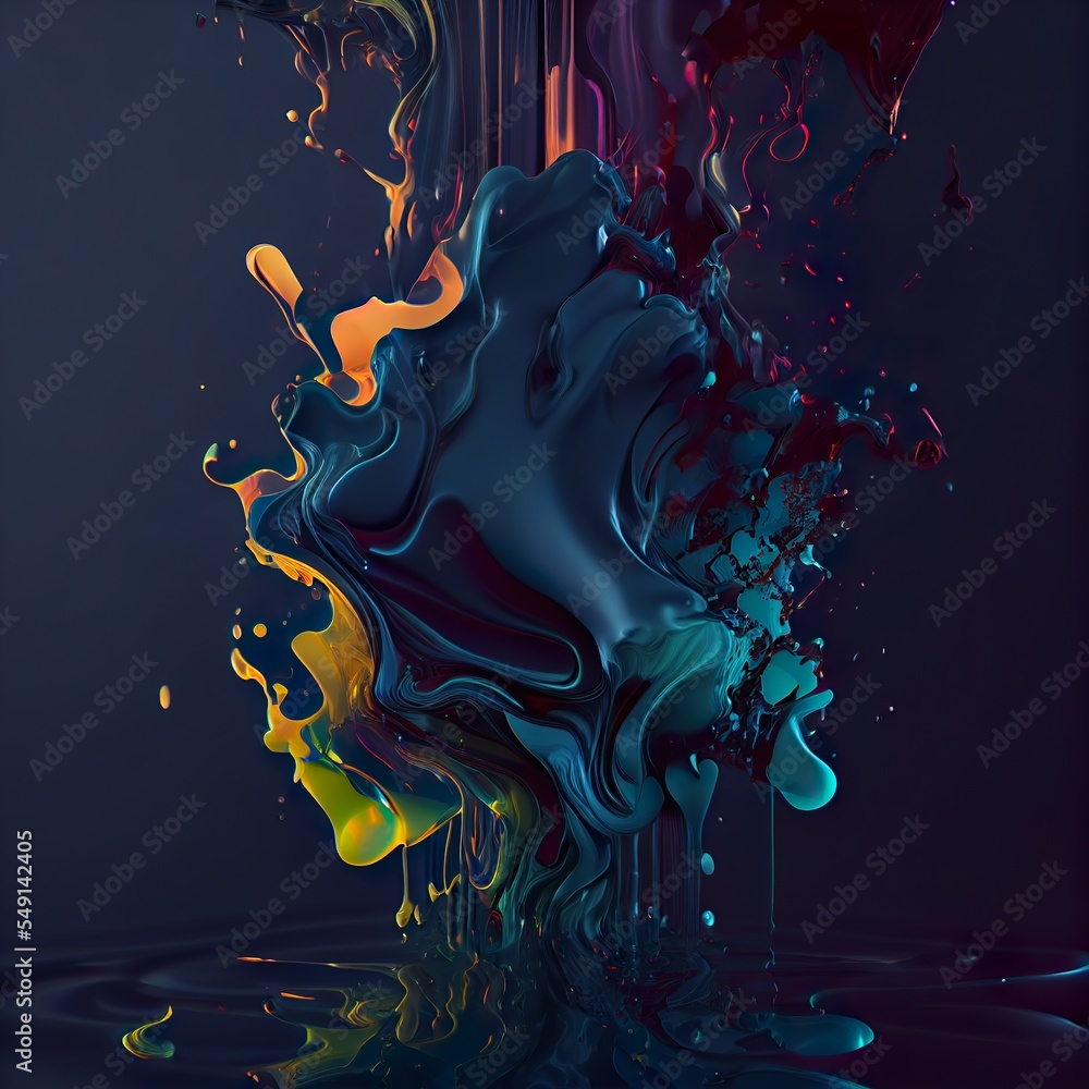 mysterious dark liquid flowing and, map, illustration with liquid water