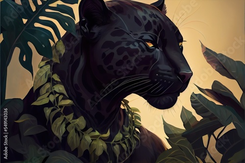 illustration of black. i created, background pattern, illustration with nature felidae