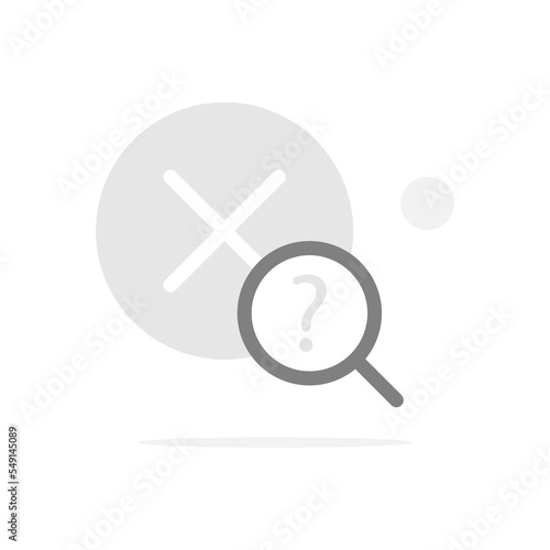 magnifying glass with cross mark, search no result found concept illustration flat design vector eps10. minimalist, simple, modern graphic element for landing page, empty state ui, infographic