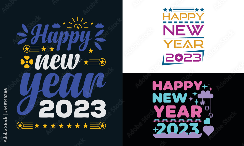 Obraz premium best typography t shirt design for happy new year 2023 