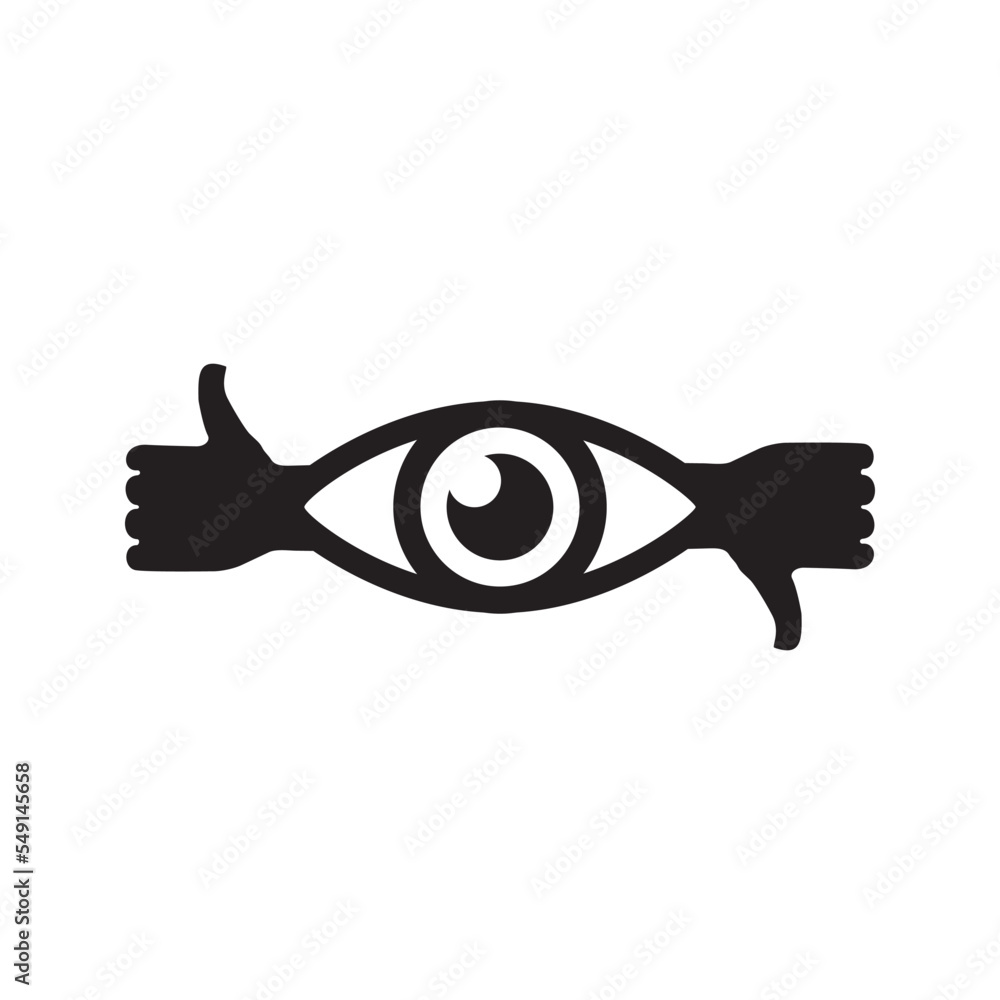 review icon: eye combined with thumbs pointed up and down review icon: eye combined with thumbs pointed up and down