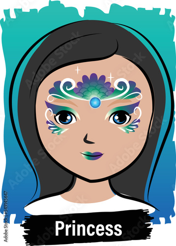 Face-Painting Creative Card Menu Design- Princess Mermaid