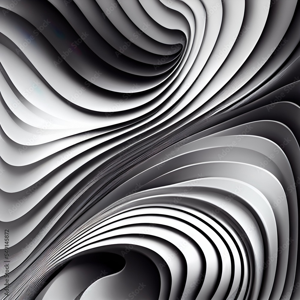 Naklejka premium bstract white waves and lines, background pattern, illustration with black line