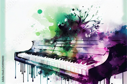bstract beautiful keyboard of, a map of a city, illustration with musical instrument