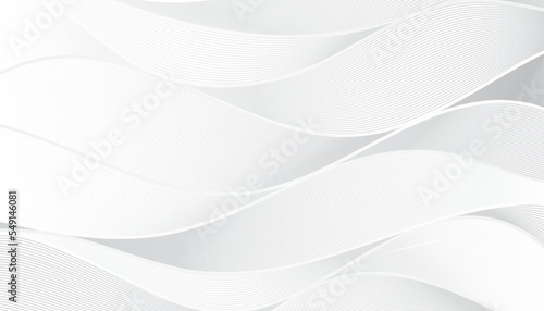 Abstract white and light gray wave line pattern background. Modern soft luxury design concept. Vector illustration.