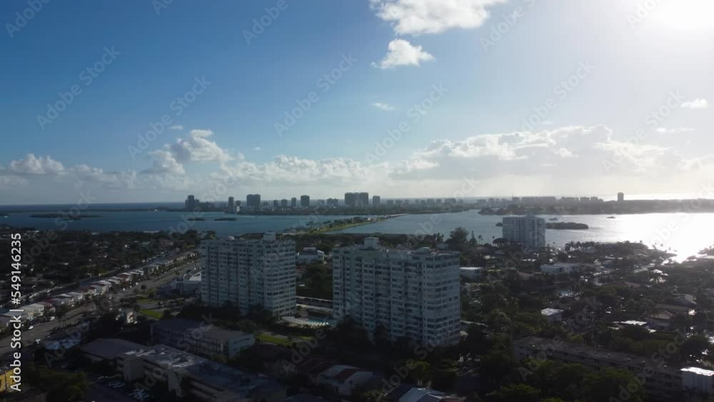 Aerial view of Miami Waterfront homes on Intracoastal Waterway in Miami Florida - Bal Harbor Aerial view of Miami Waterfront homes on Intracoastal Waterway in Miami Florida - Bal Harbor
