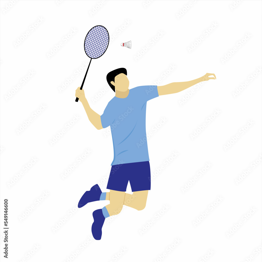 Badminton player smash vector illustration